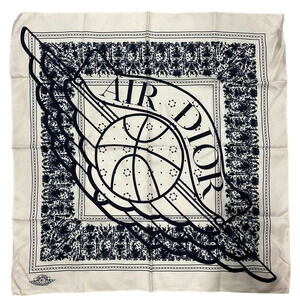 Air Dior Jordaan Wing Basketball White Navy Blue Silk Bandana Scarf Wrap 22 x 23
